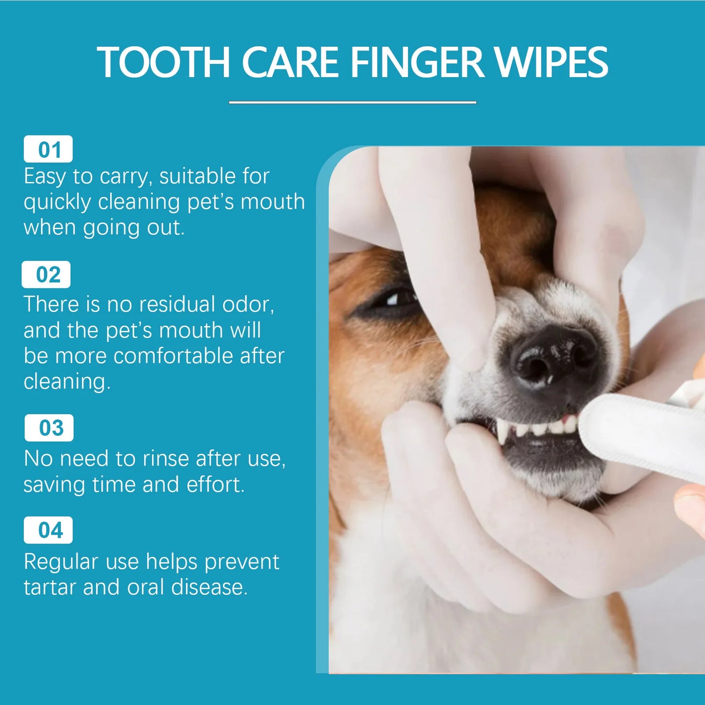 Yegbong 50pcs Pet Dental Care Finger Wipes