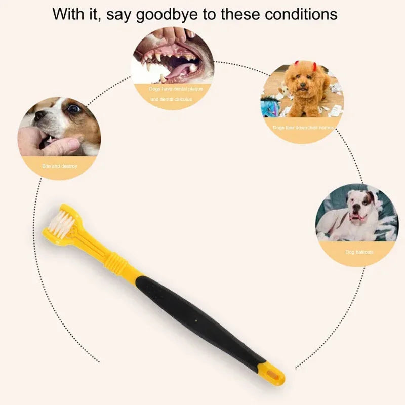 Three Sided Pet Toothbrush for Dogs and Cats
