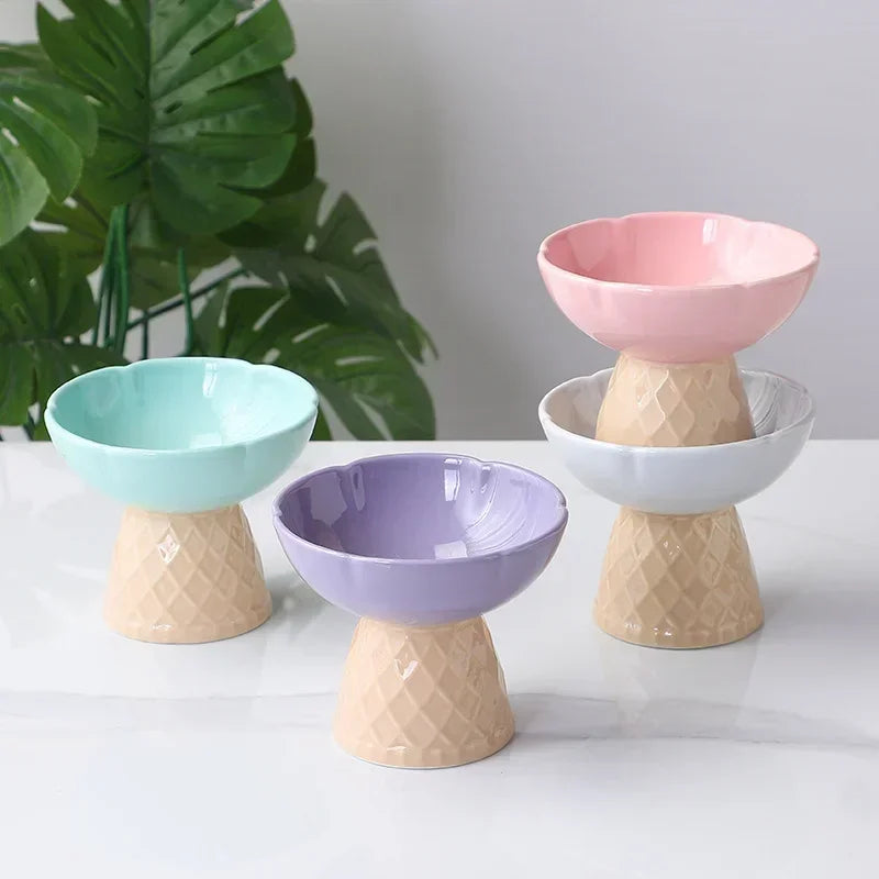 Cat Raised Ceramic Drinking Eating Bowl