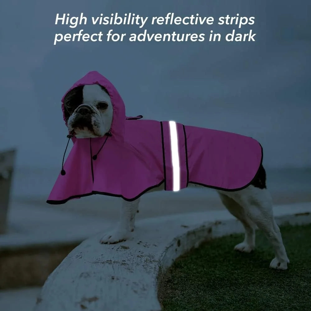 Reflective Adjustable Pet Poncho Jacket Hooded Rain Gear Small Medium Large Dogs
