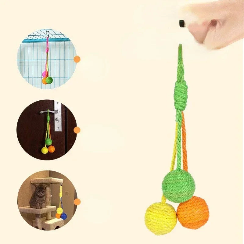 Cat Hanging Sisal Ball, Relieve Boredom, Chewing Scratching Toy