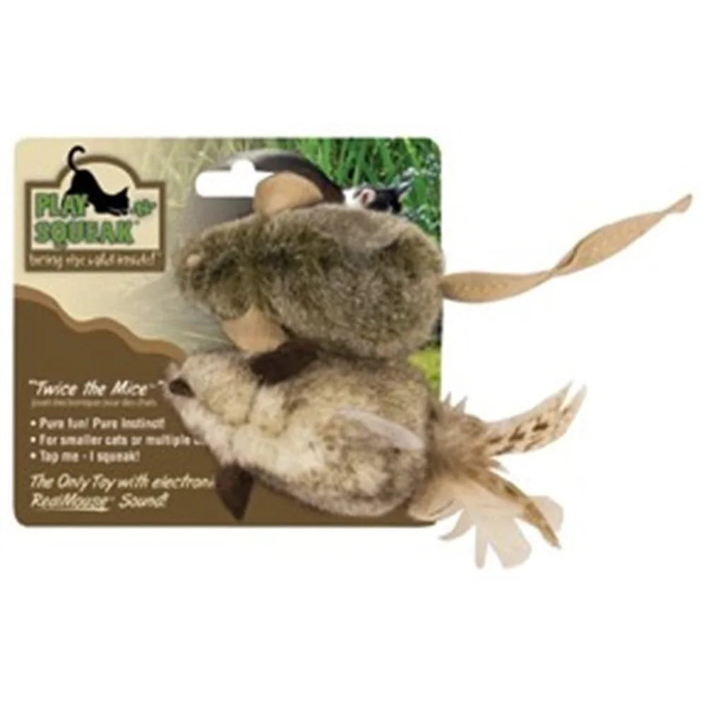 Interactive Catnip Mouse Toy, Pack of 2, Realistic Sound Encourages Active Play