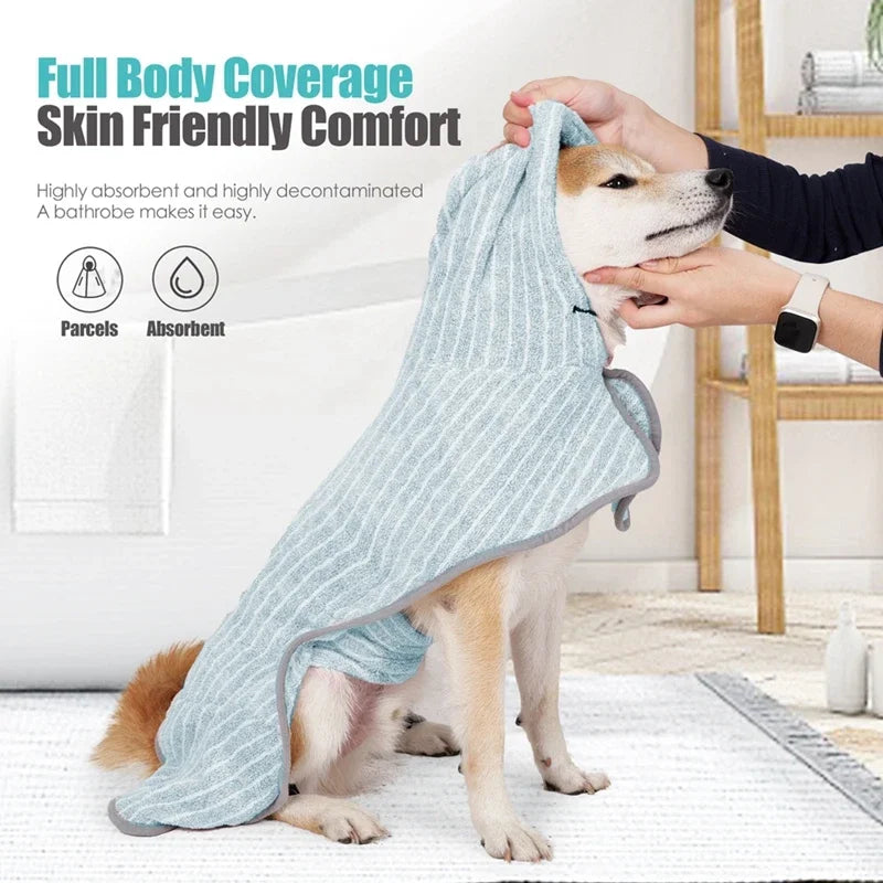 Pet Bathrobe Towel for Large, Medium Dogs Soft, Adjustable
