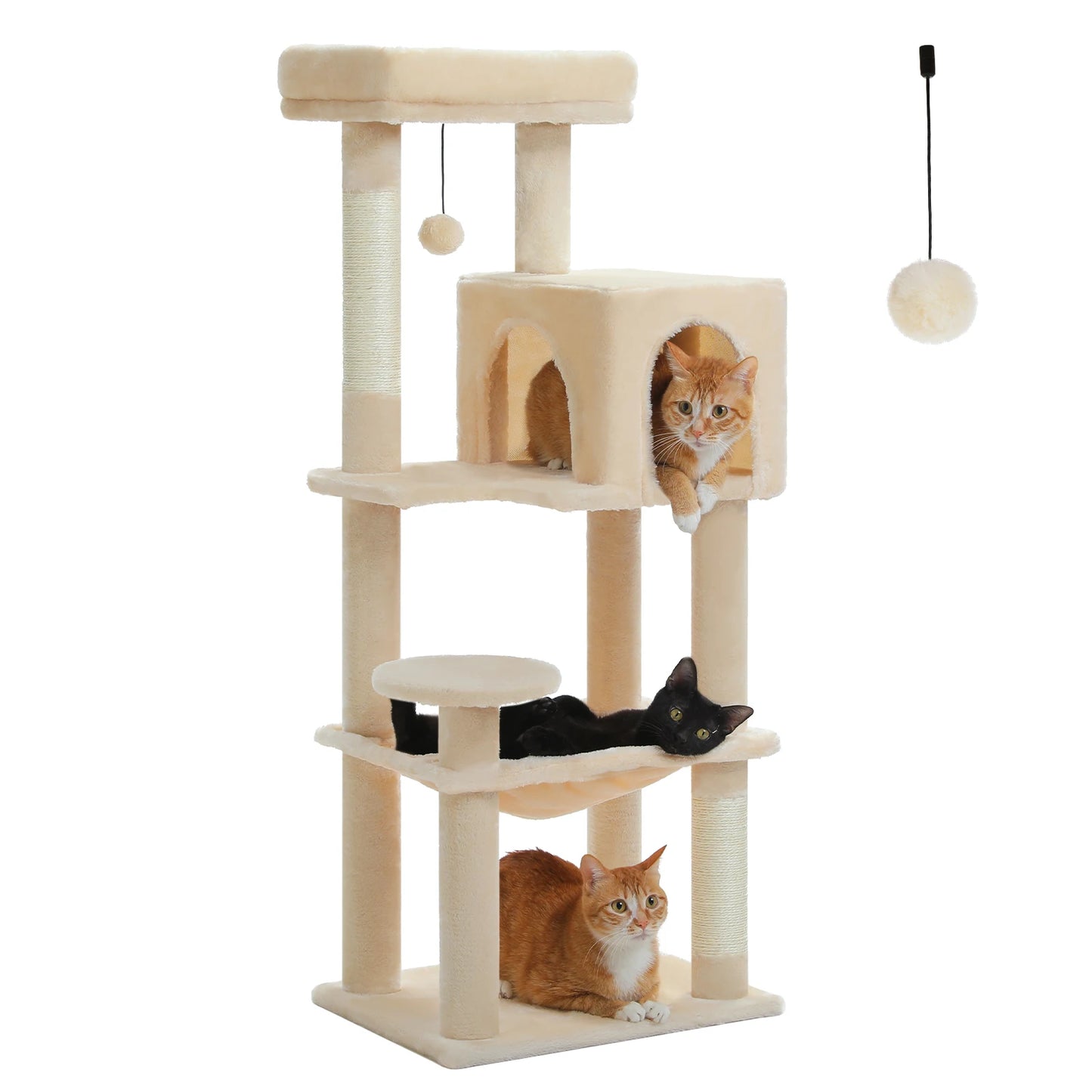 Multi-Level Cat Tree with Sisal Scratching Posts, Cozy Condo and a Big Hammock