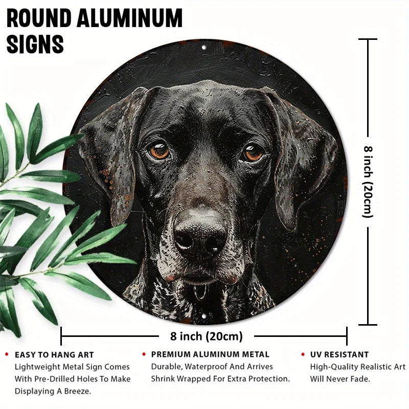 German Shorthaired Pointer Art - 8x8" Round Aluminum Metal Sign