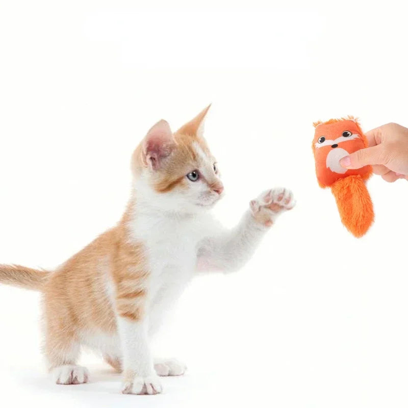 Cartoon fox shaped cat toy cute little raccoon squirrel nibbling toy