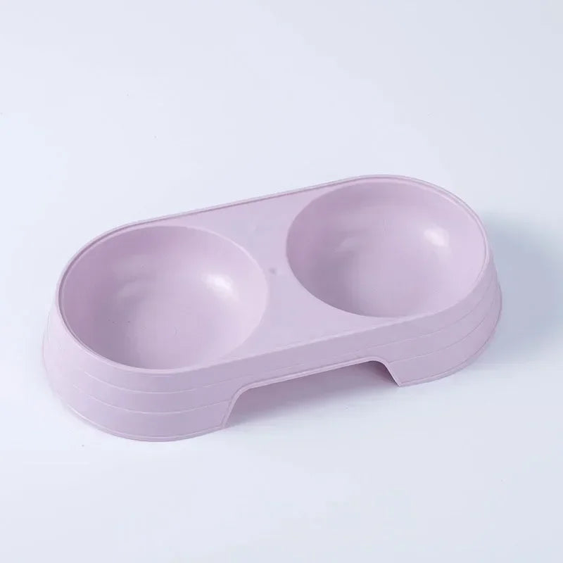 Pet Double Bowl Plastic Kitten Dog Puppy