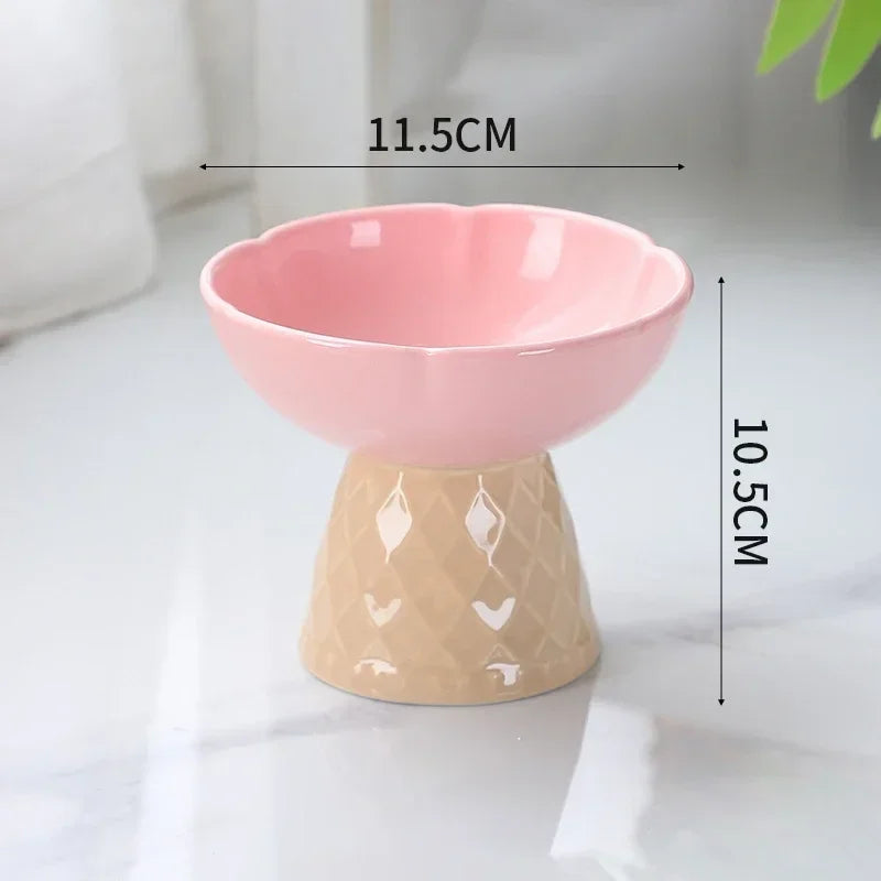 Cat Raised Ceramic Drinking Eating Bowl