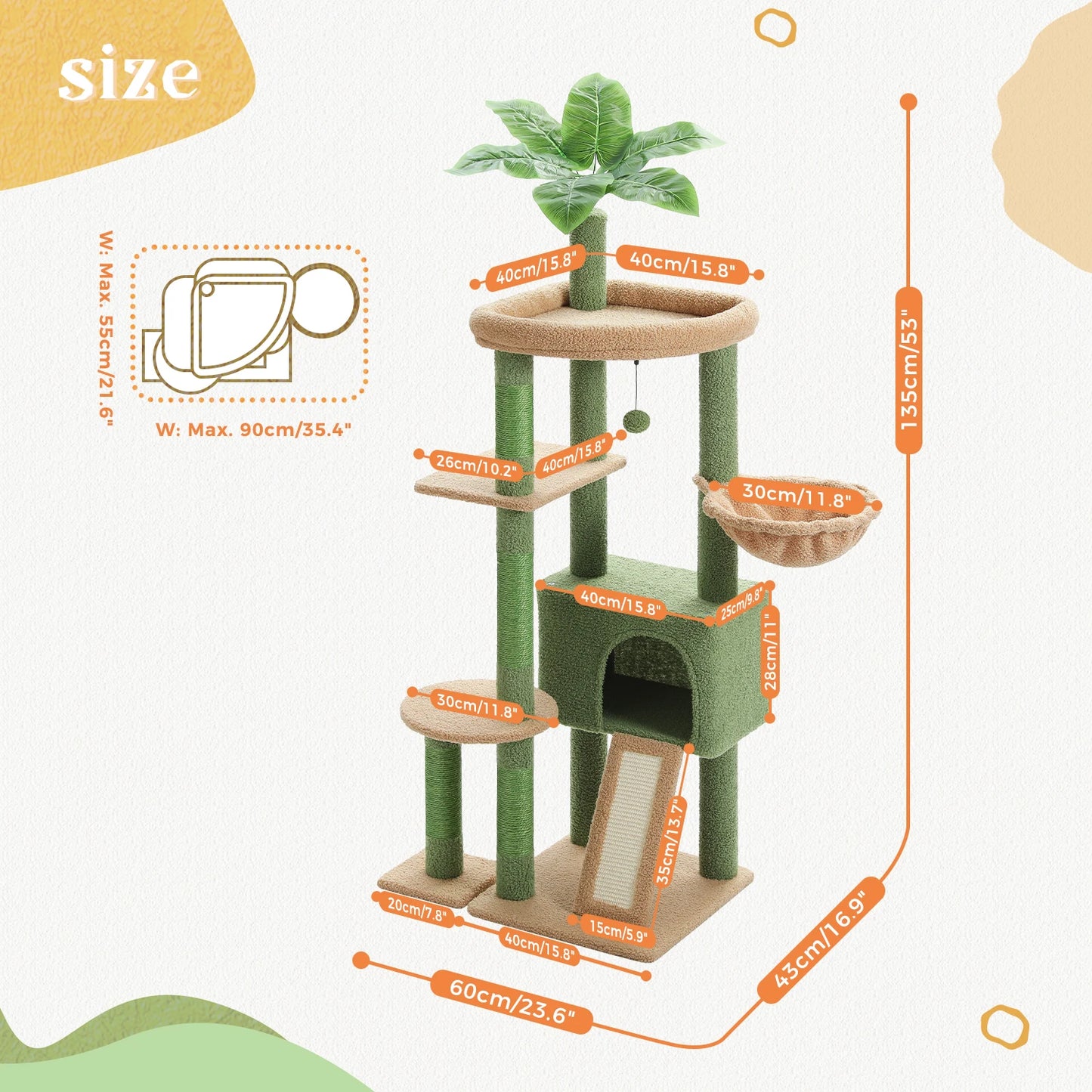 Multi-Level Cactus Cat Tower with Sisal Scratching Posts