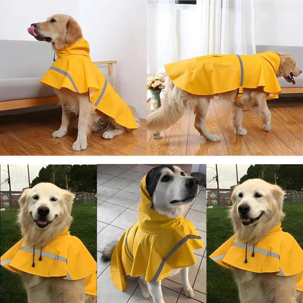 Large Dog Raincoat Poncho With Reflective Strip