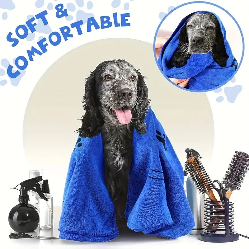 2pcs Soft Microfiber Bath & Grooming Towels For Dogs