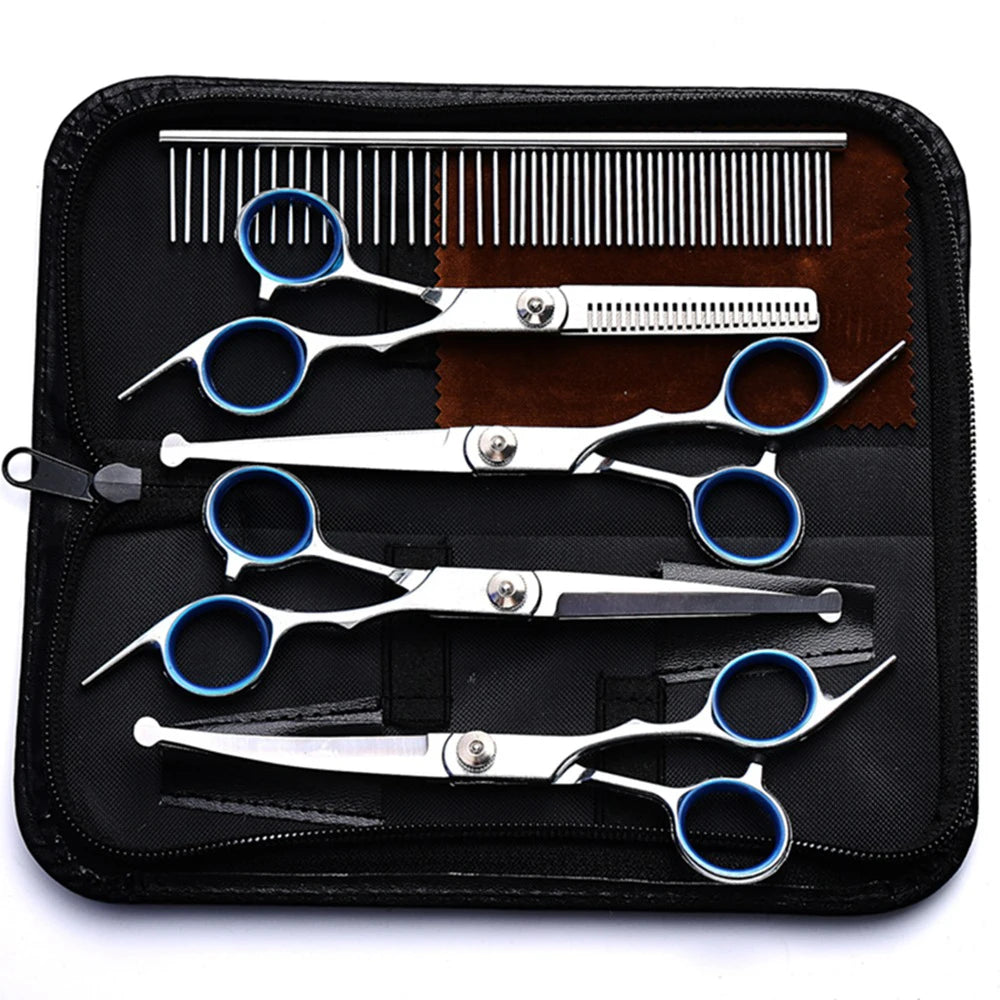 Professional 4CR Stainless Steel 7Pcs/set Scissors for Dog Grooming