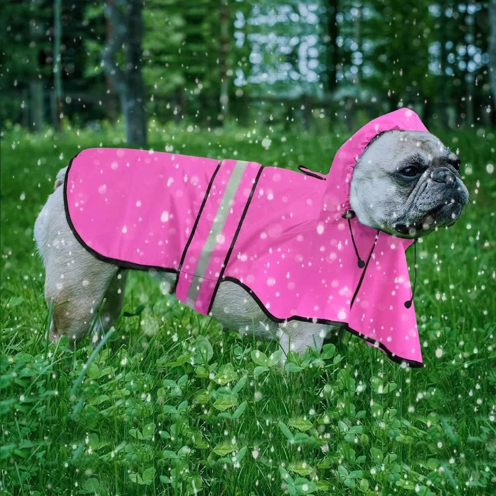 Reflective Adjustable Pet Poncho Jacket Hooded Rain Gear Small Medium Large Dogs