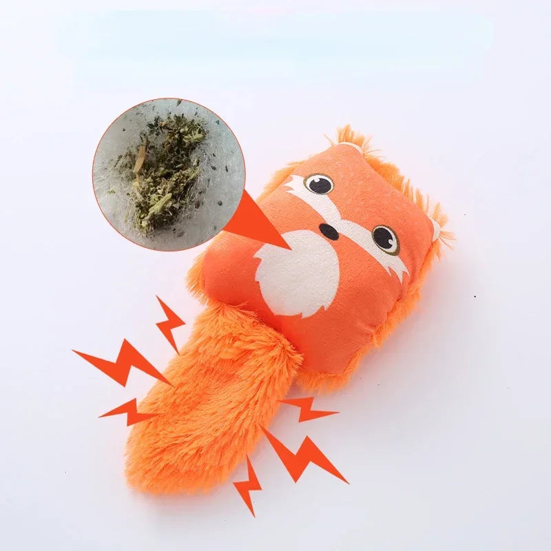 Cartoon fox shaped cat toy cute little raccoon squirrel nibbling toy