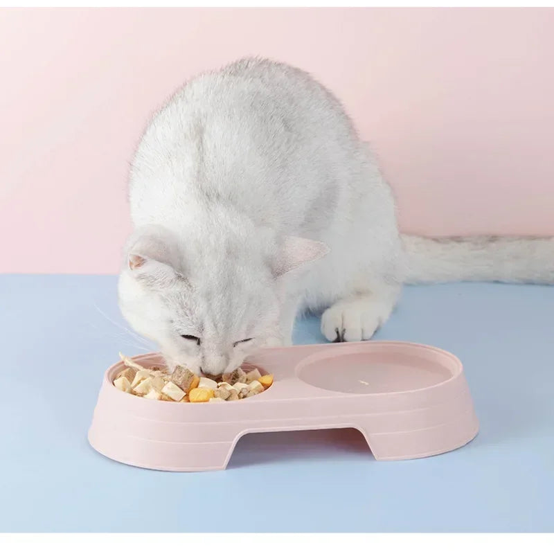 Pet Double Bowl Plastic Kitten Dog Puppy