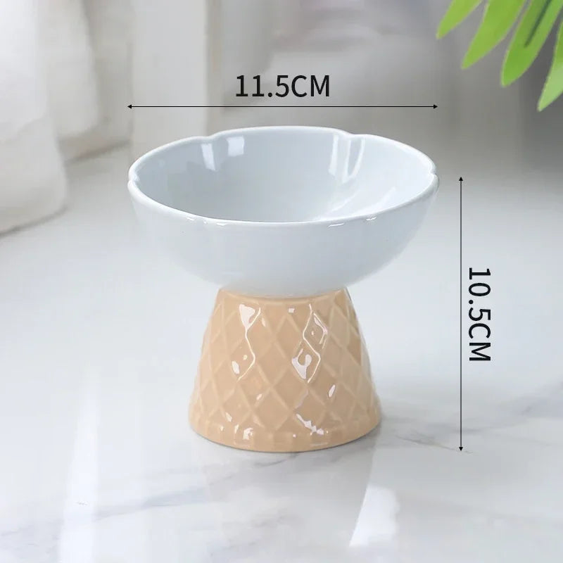 Cat Raised Ceramic Drinking Eating Bowl