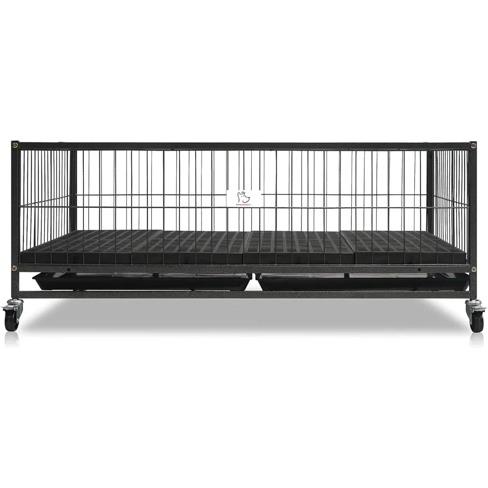 43" Dog Whelping Box for Puppies, Heavy Duty Metal Whelping Box for Small Breed Dogs with Washable Plastic Tray
