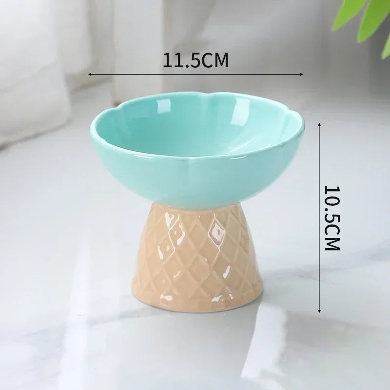 Cat Raised Ceramic Drinking Eating Bowl