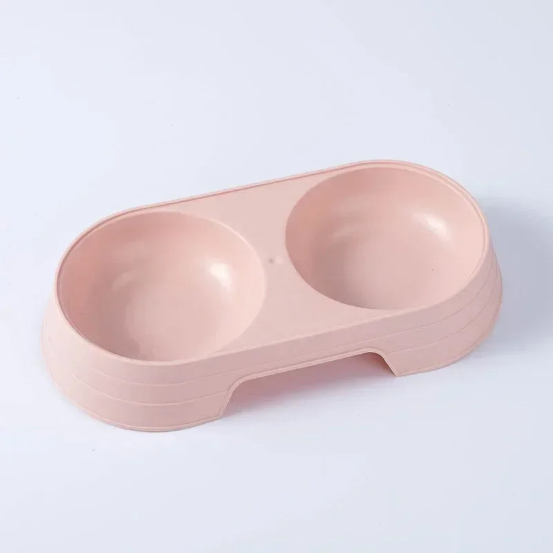 Pet Double Bowl Plastic Kitten Dog Puppy