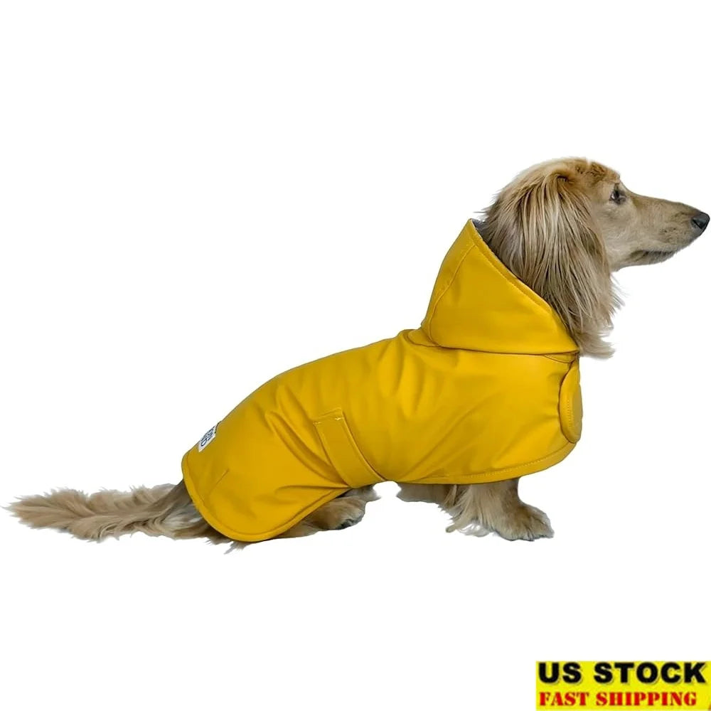 Dachshund Raincoat Long Dog Waterproof Jacket Adjustable Chest Belly Harness