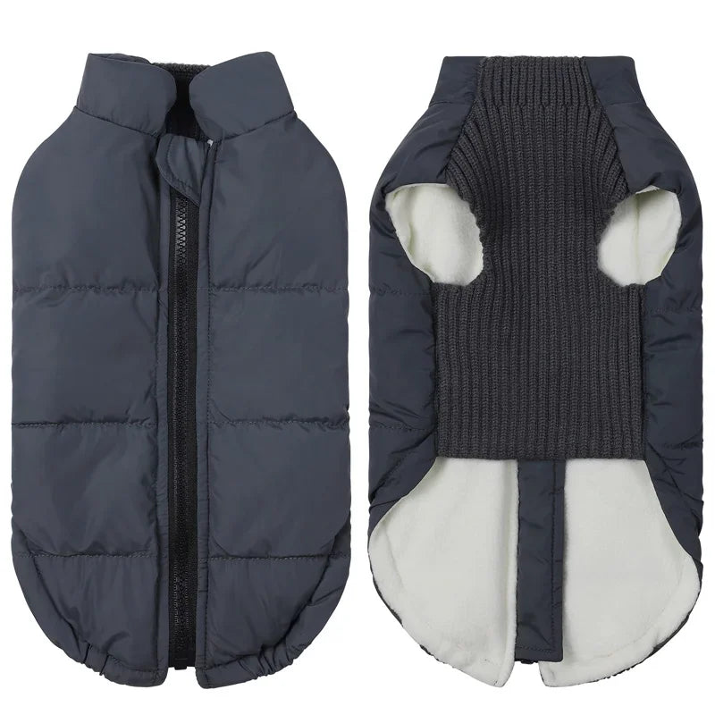 Dog Warm Cotton Coats Back Zipper Windproof for Small Medium Large Dogs Poodle French Bulldog Labrador Outfits
