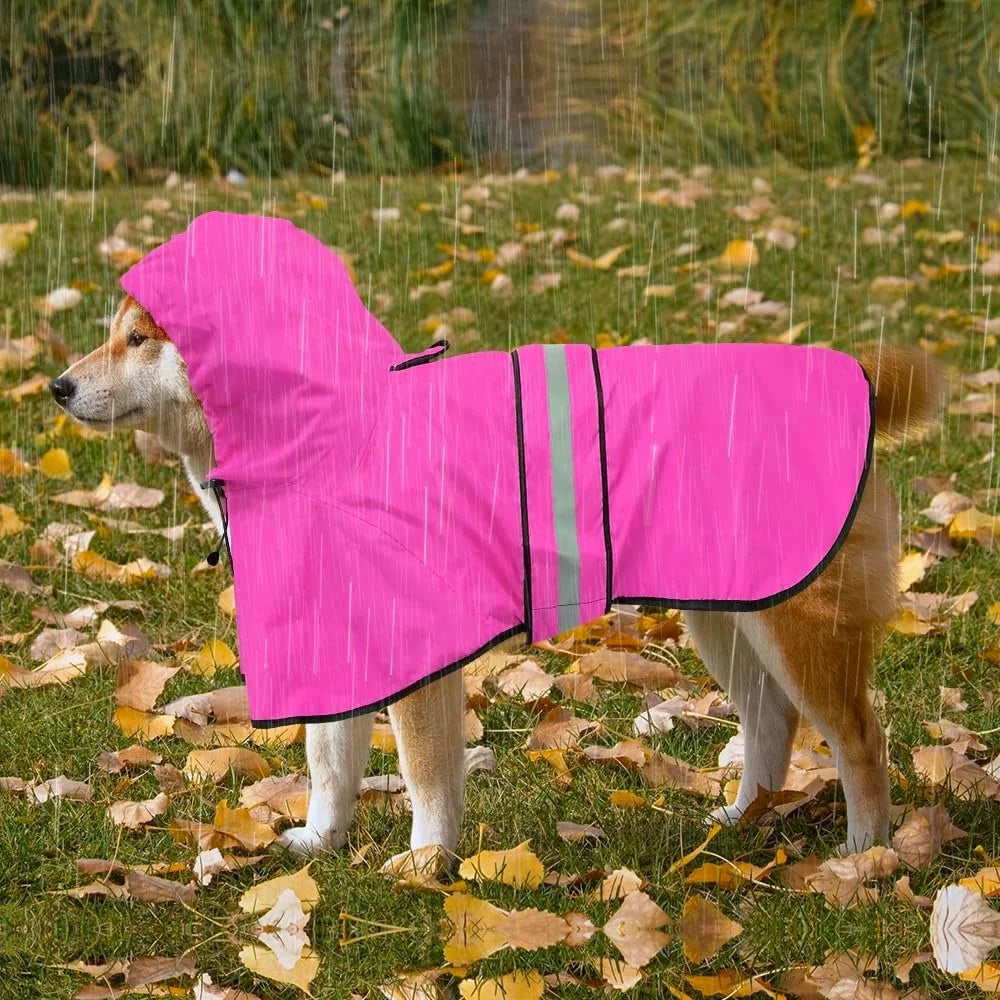 Reflective Adjustable Pet Poncho Jacket Hooded Rain Gear Small Medium Large Dogs