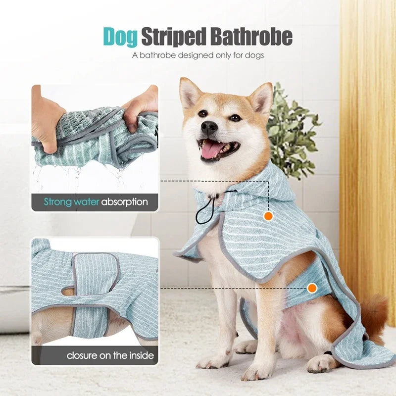 Pet Bathrobe Towel for Large, Medium Dogs Soft, Adjustable