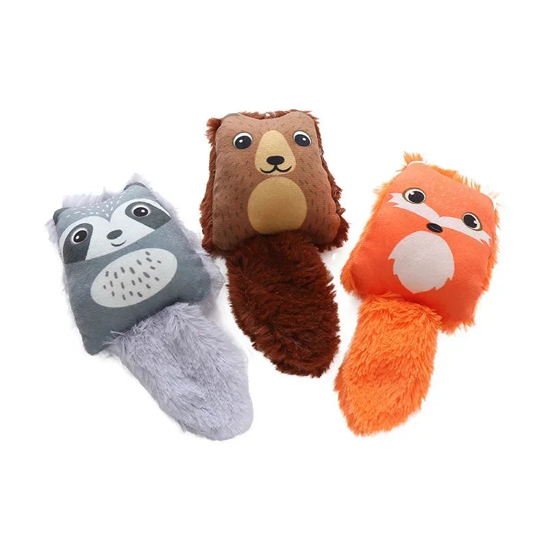 Cartoon fox shaped cat toy cute little raccoon squirrel nibbling toy
