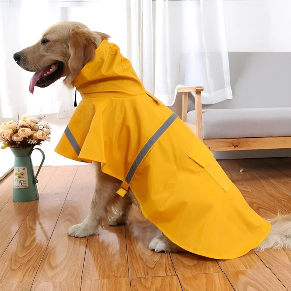 Large Dog Raincoat Poncho With Reflective Strip