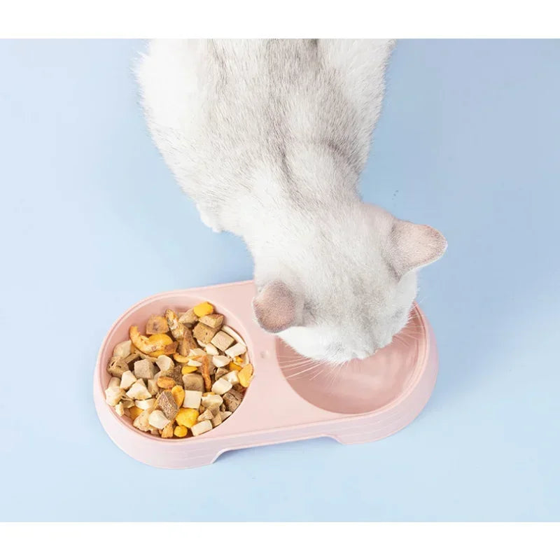 Pet Double Bowl Plastic Kitten Dog Puppy