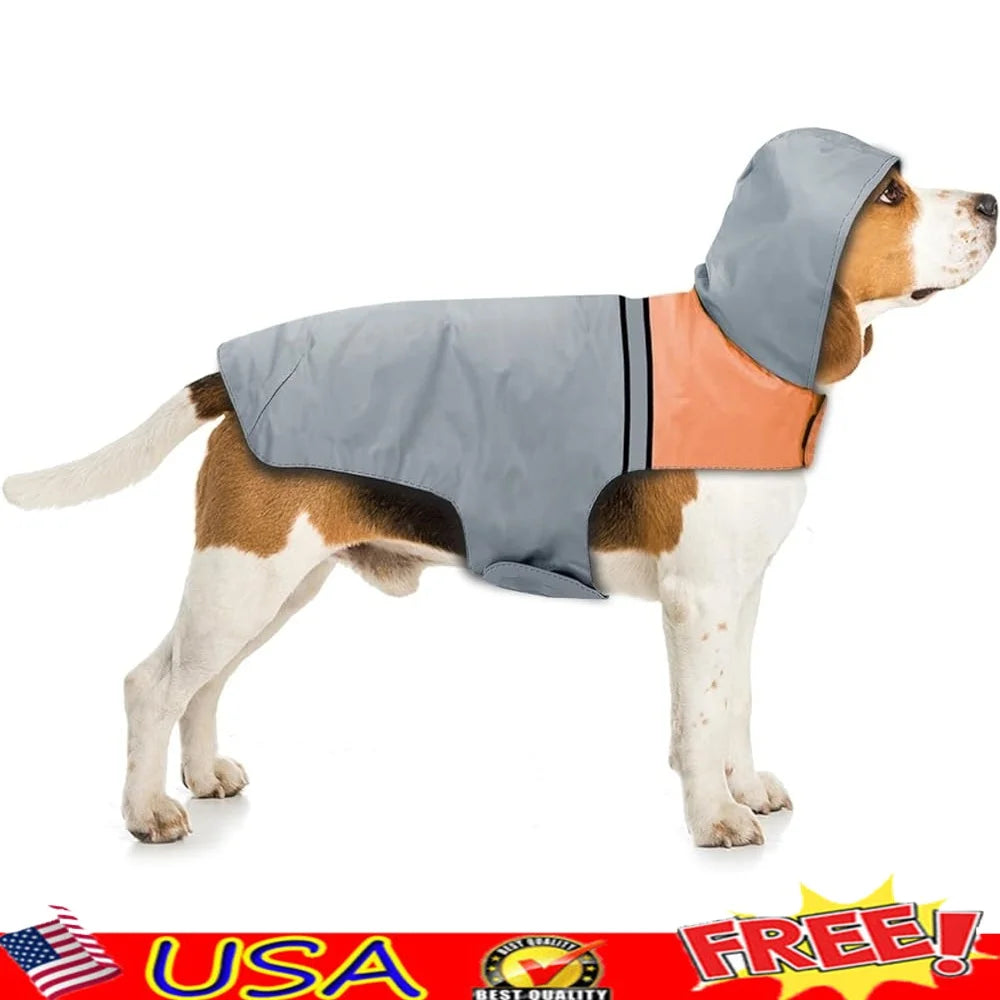 Breathable Reflective Dog Raincoat Waterproof Adjustable Reflective Hooded Jacket Outdoor Activities