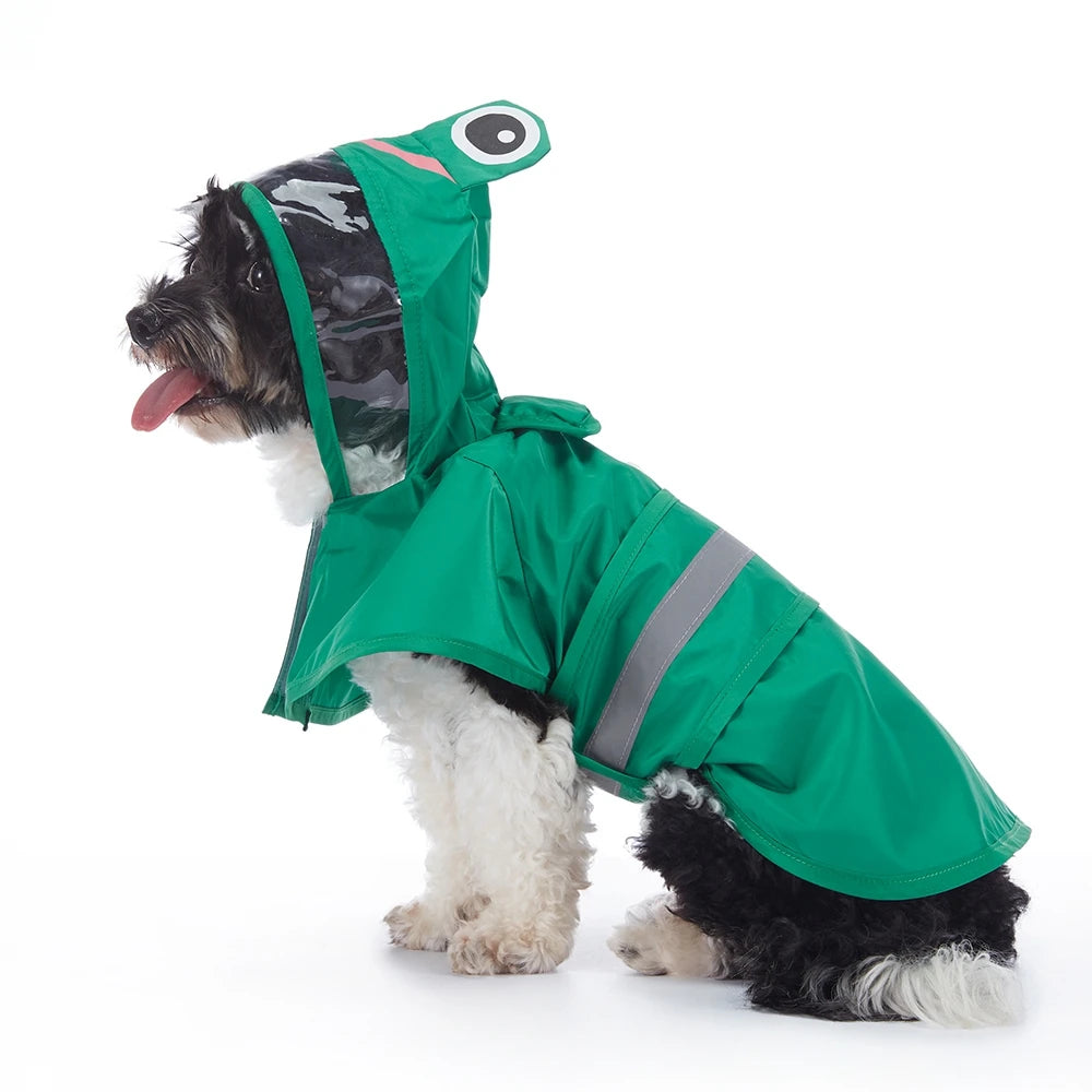 Fashionable Reflective Cute Dog Raincoat Hooded Waterproof Jacket
