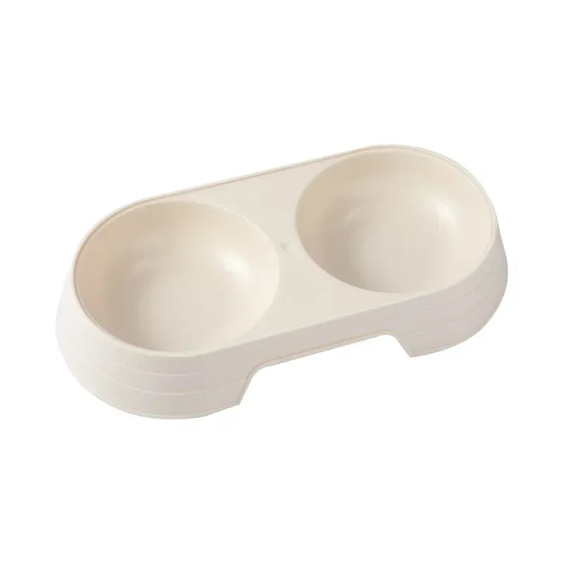 Pet Double Bowl Plastic Kitten Dog Puppy