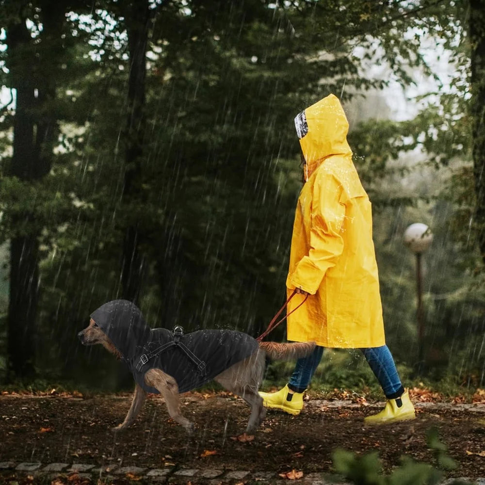 Reflective Waterproof Dog Raincoat Adjustable Hooded Easy Wear Rain Gear