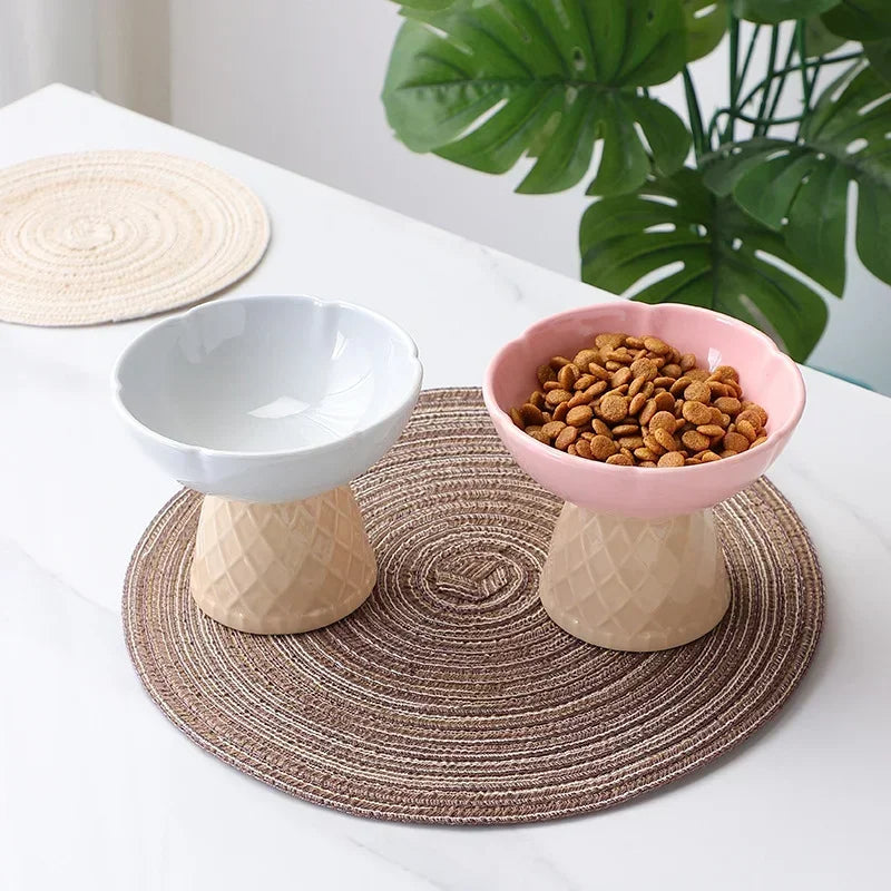 Cat Raised Ceramic Drinking Eating Bowl