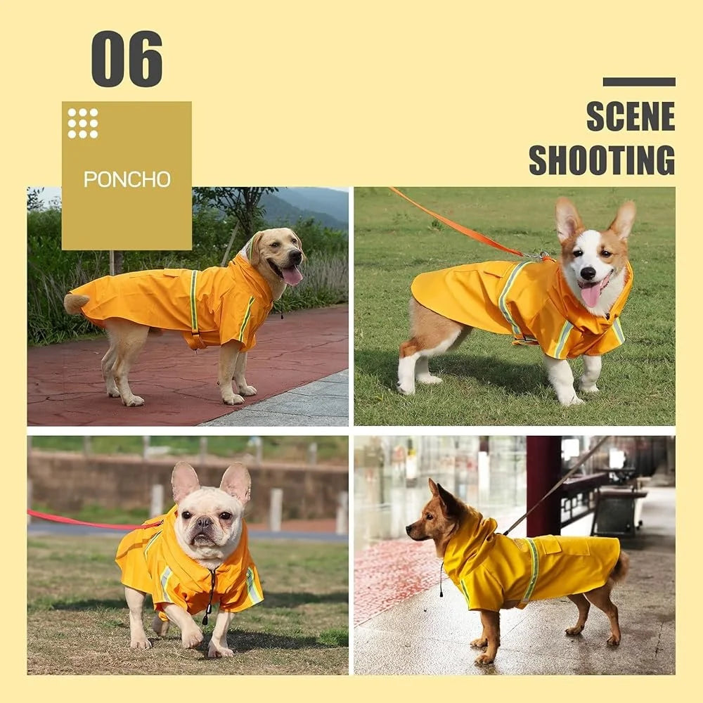 XL Dog Raincoat Waterproof Reflective Adjustable