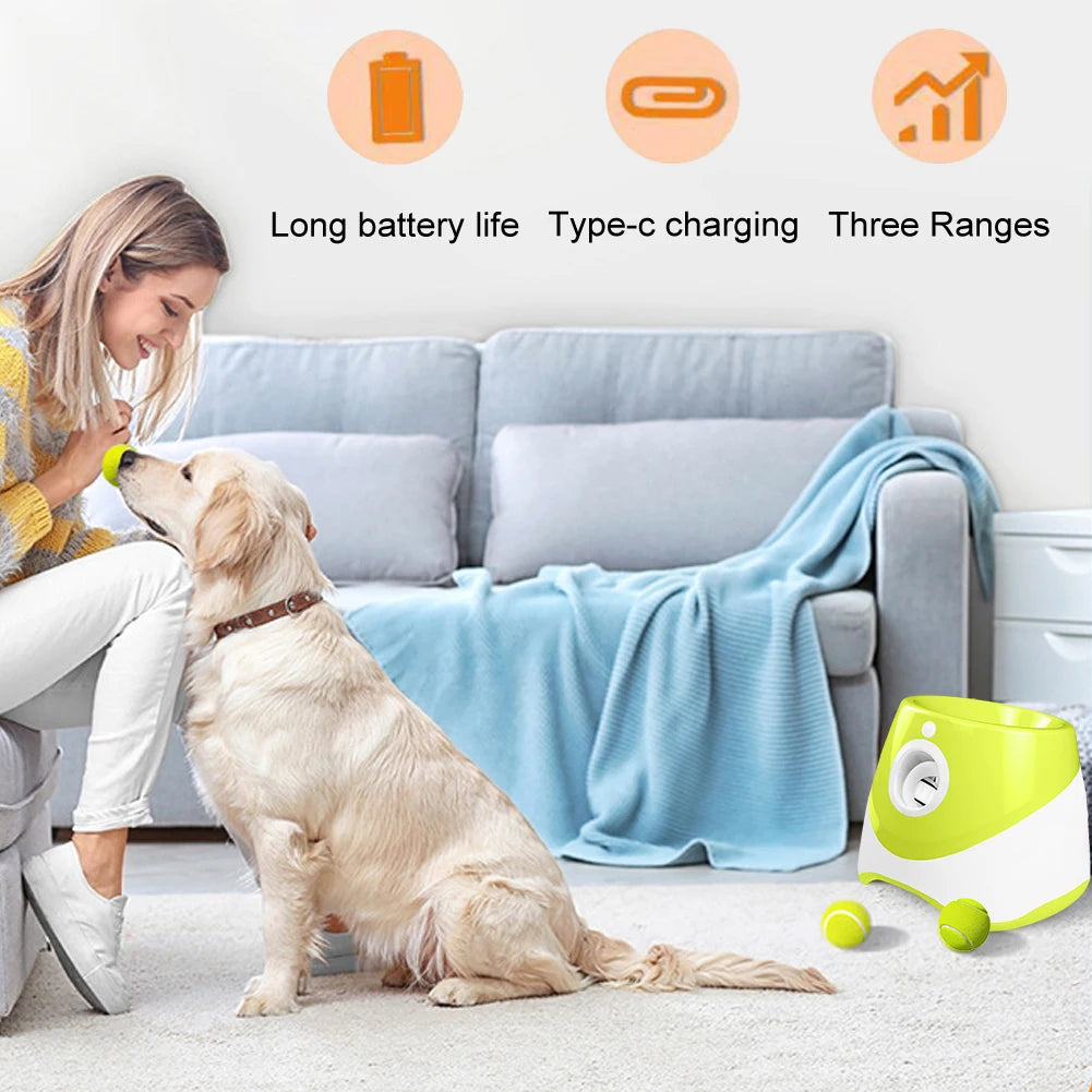 Dog Tennis Ball Launcher Interactive, and Rechargeable.