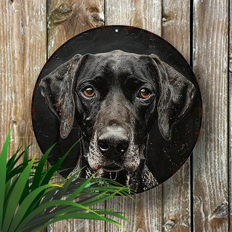 German Shorthaired Pointer Art - 8x8" Round Aluminum Metal Sign