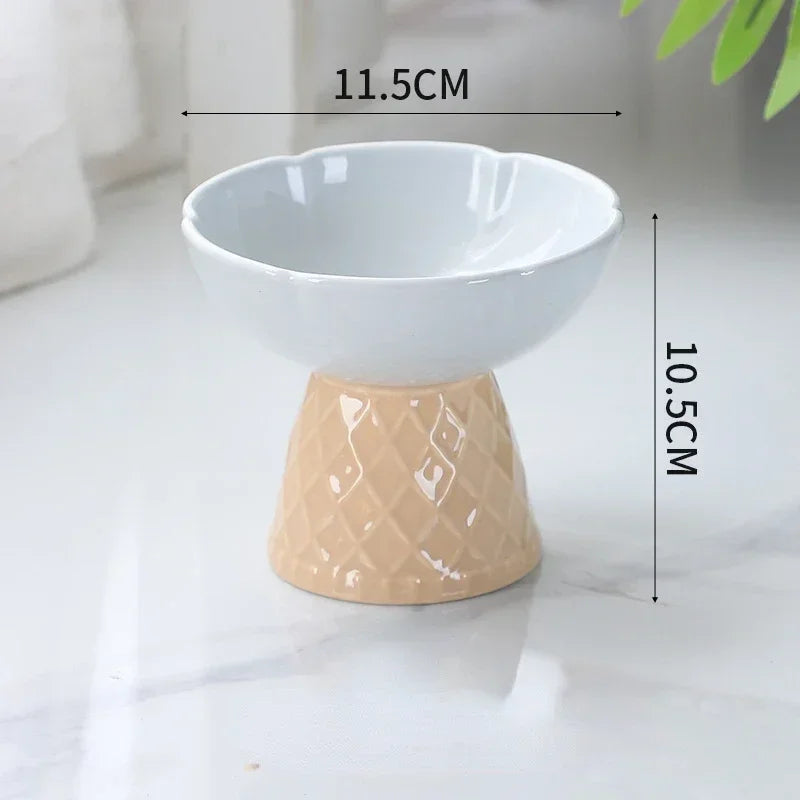Cat Raised Ceramic Drinking Eating Bowl