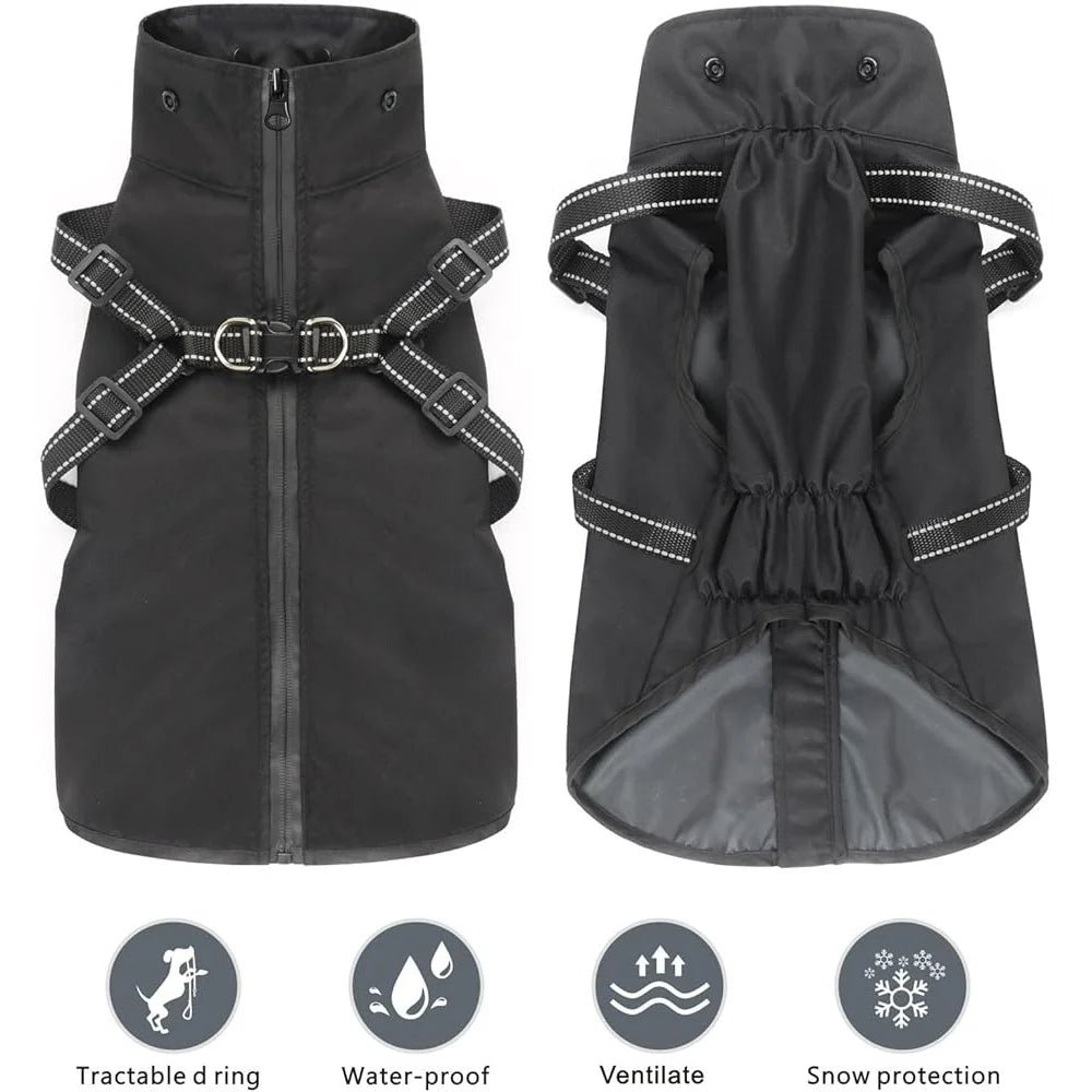 Reflective Waterproof Dog Raincoat Adjustable Hooded Easy Wear Rain Gear