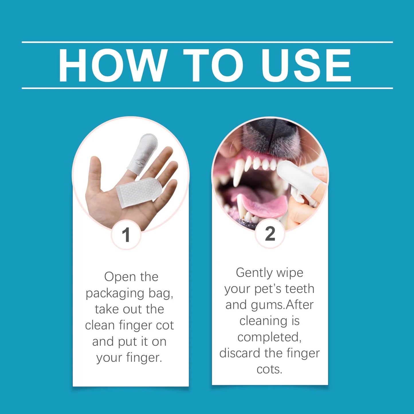 Yegbong 50pcs Pet Dental Care Finger Wipes