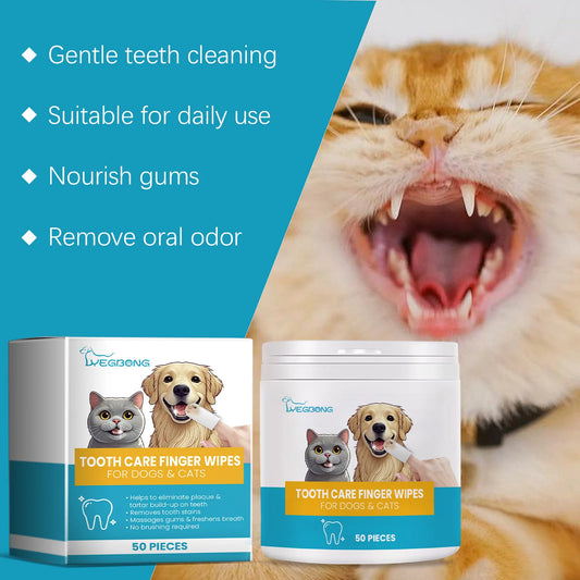 Yegbong 50pcs Pet Dental Care Finger Wipes