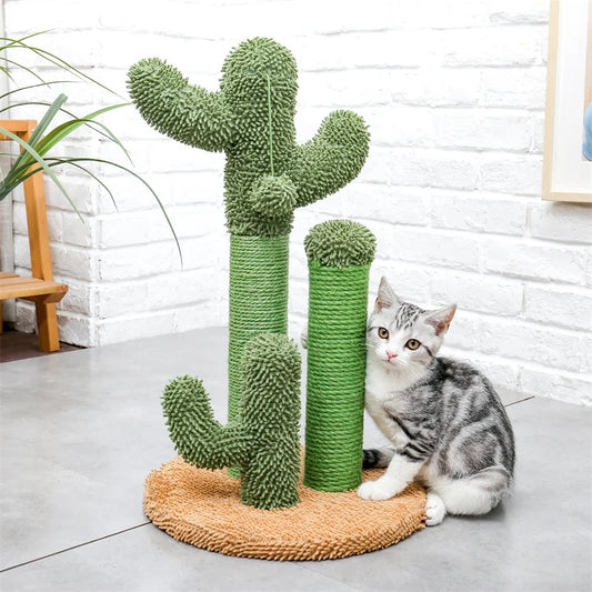 Cute Cactus Cat Tree with Ball and Scratching Post