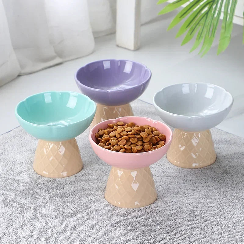 Cat Raised Ceramic Drinking Eating Bowl