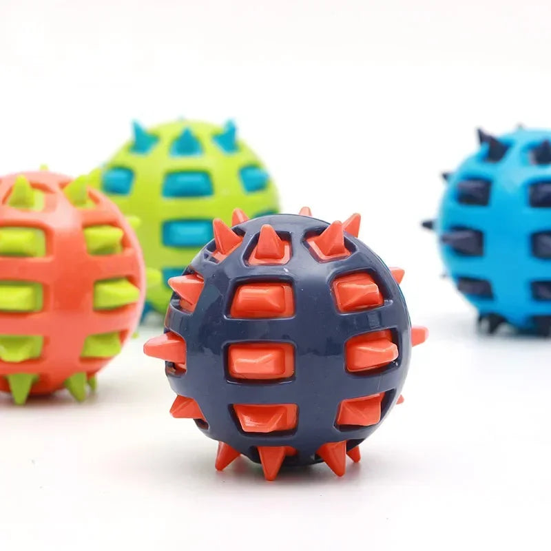 Dog Chew Toy 12cm ball with TPR Spikes, Molar Cleaning, Indestructible, Interactive,