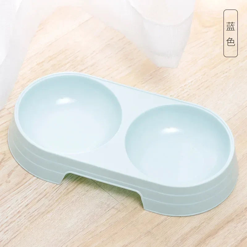 Pet Double Bowl Plastic Kitten Dog Puppy