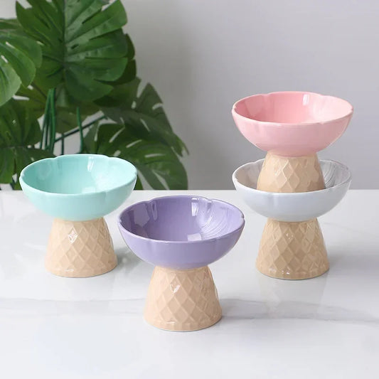 Cat Raised Ceramic Drinking Eating Bowl