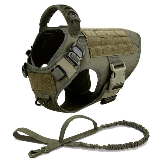 Tactical Dog Harness Leash Set for Large Dogs vest Handle No Pull Malinois