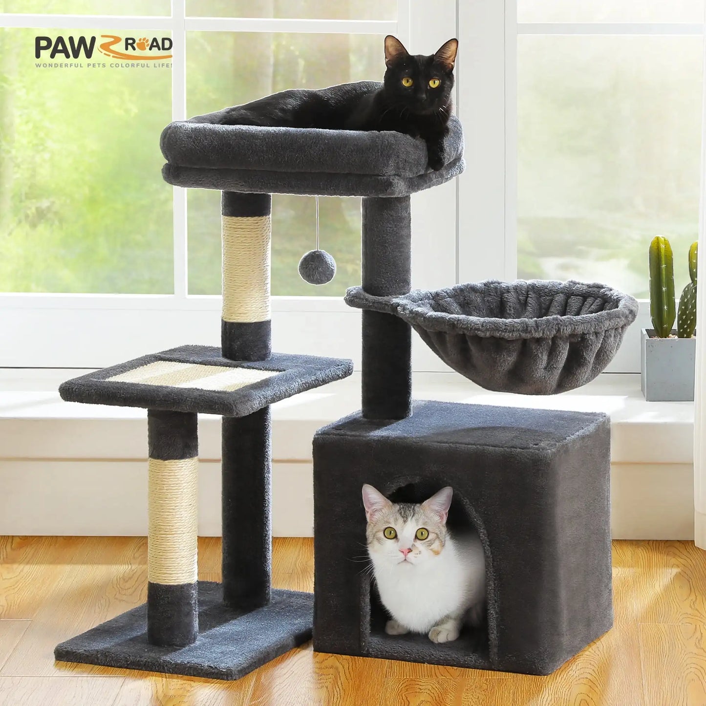 28" Small Cat Tree Tower Cat Condo with Perch And Scratching Post