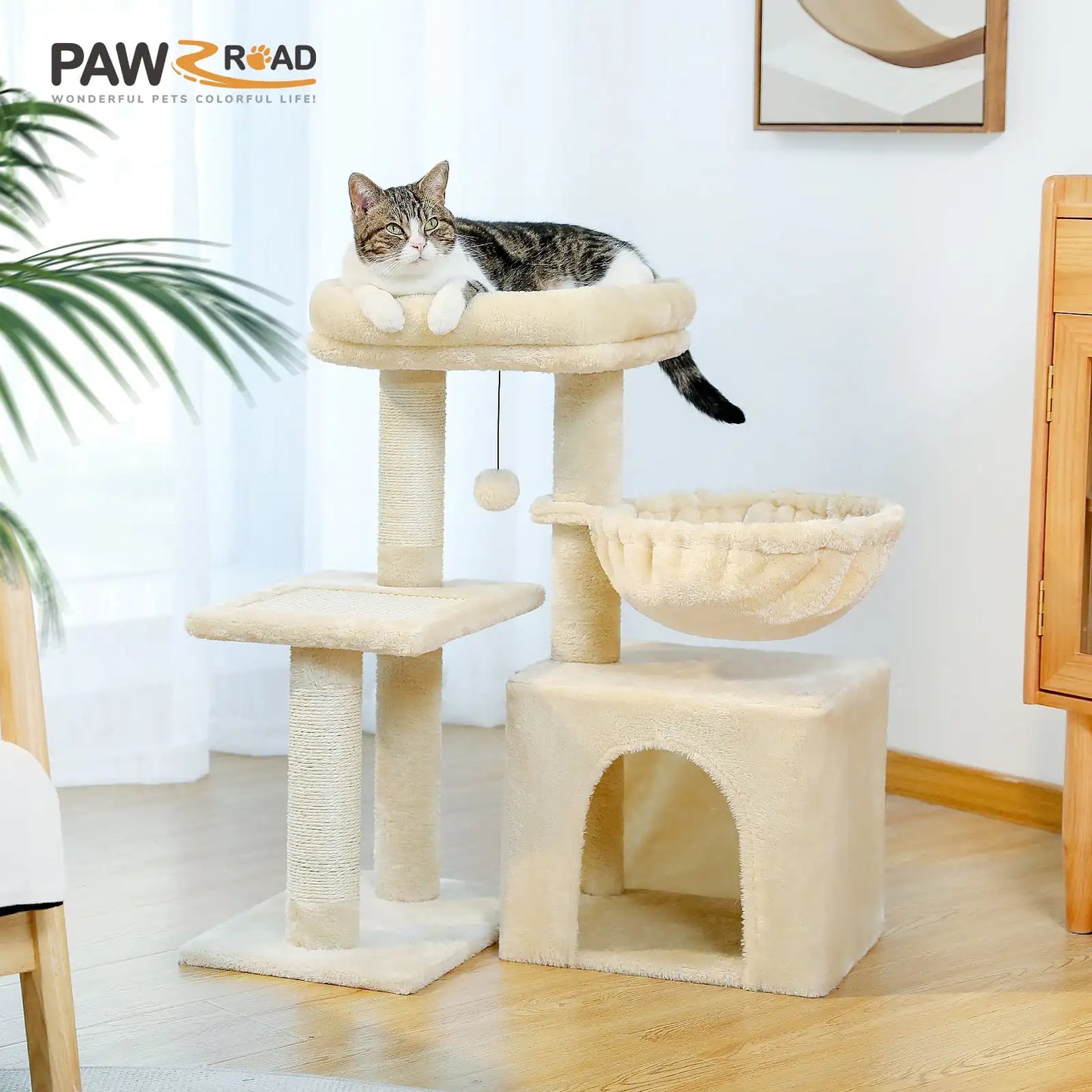 28" Small Cat Tree Tower Cat Condo with Perch And Scratching Post